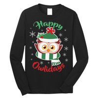 Owl Christmas Happy Owlidays Long Sleeve Shirt