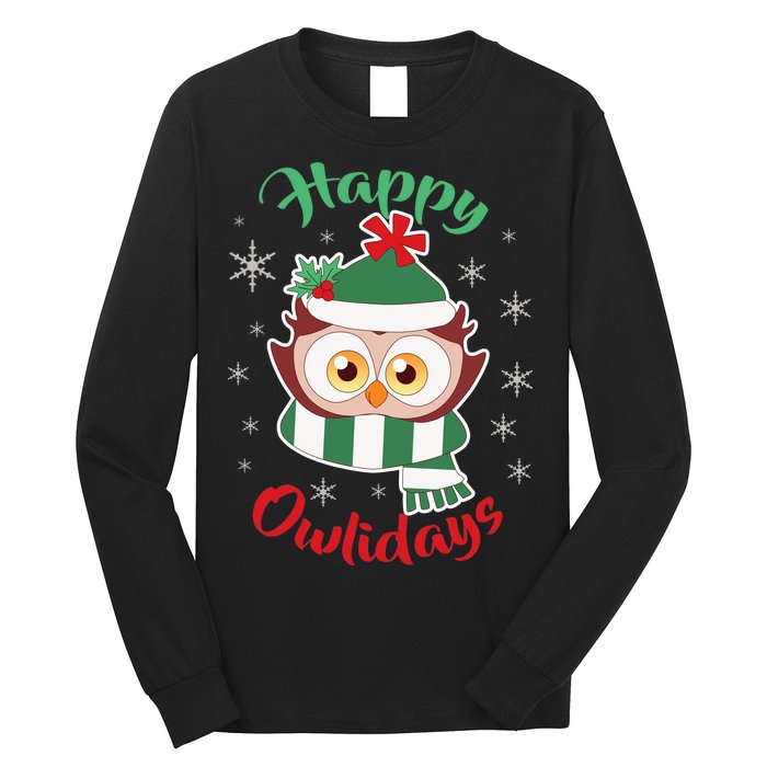 Owl Christmas Happy Owlidays Long Sleeve Shirt