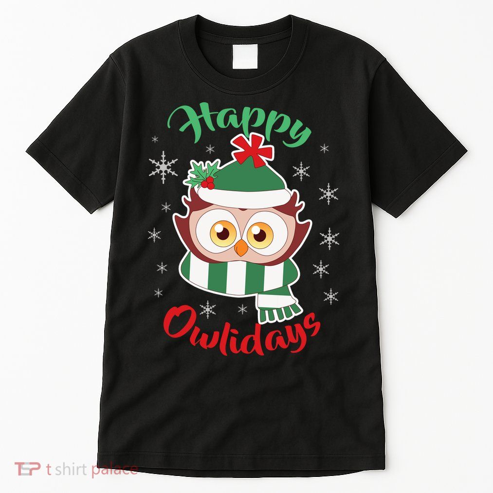 Owl Christmas Happy Owlidays Tall T-Shirt