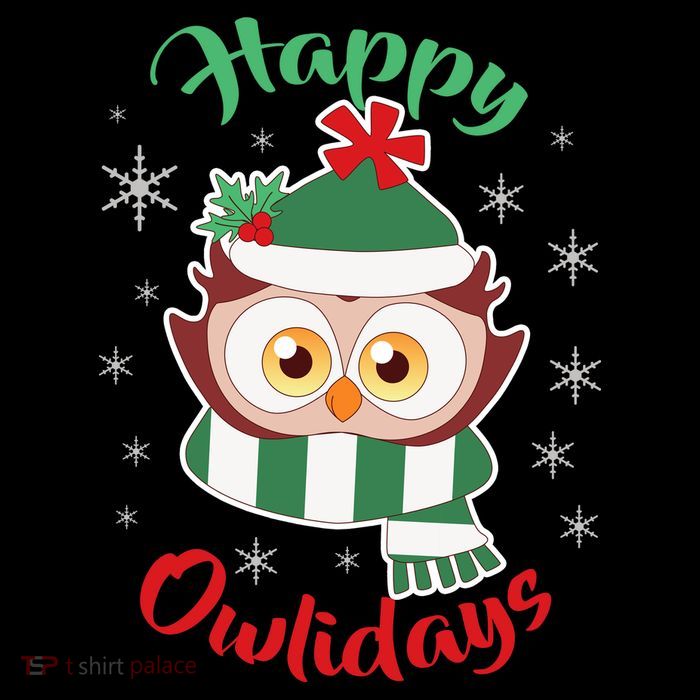 Owl Christmas Happy Owlidays Drawstring Bag