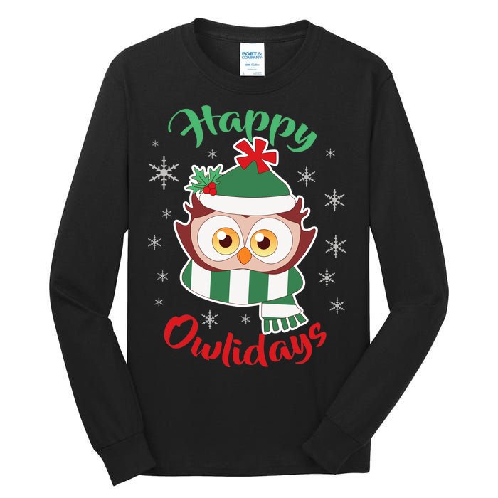 Owl Christmas Happy Owlidays Tall Long Sleeve T-Shirt