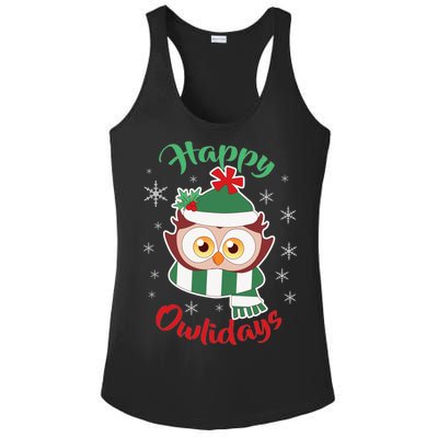 Owl Christmas Happy Owlidays Ladies PosiCharge Competitor Racerback Tank