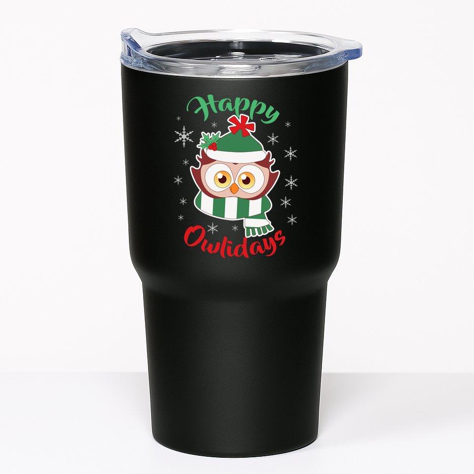Owl Christmas Happy Owlidays Tumbler