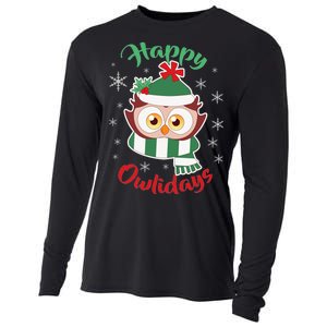 Owl Christmas Happy Owlidays Cooling Performance Long Sleeve Crew