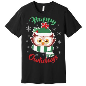 Owl Christmas Happy Owlidays Premium T-Shirt