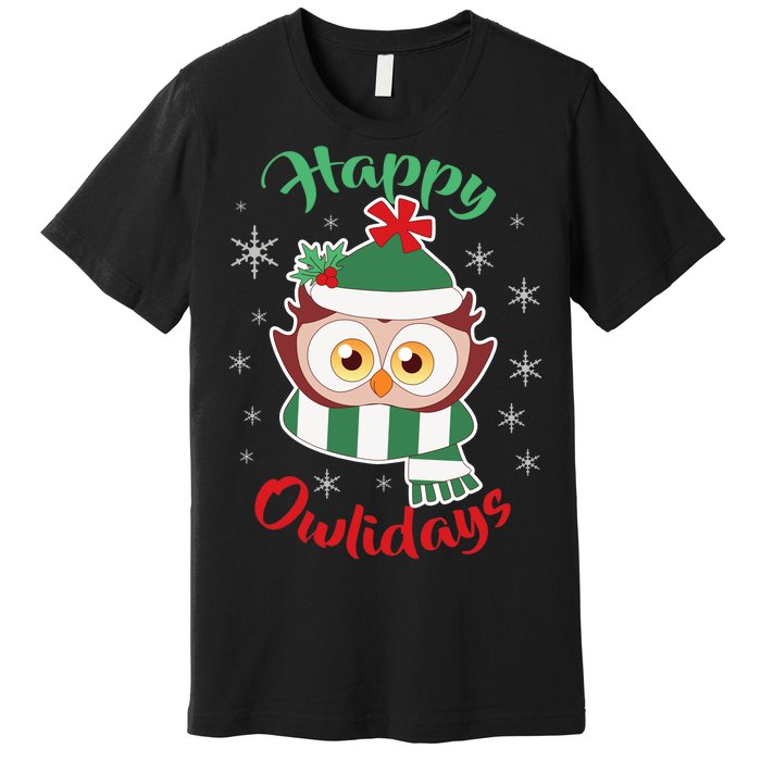 Owl Christmas Happy Owlidays Premium T-Shirt