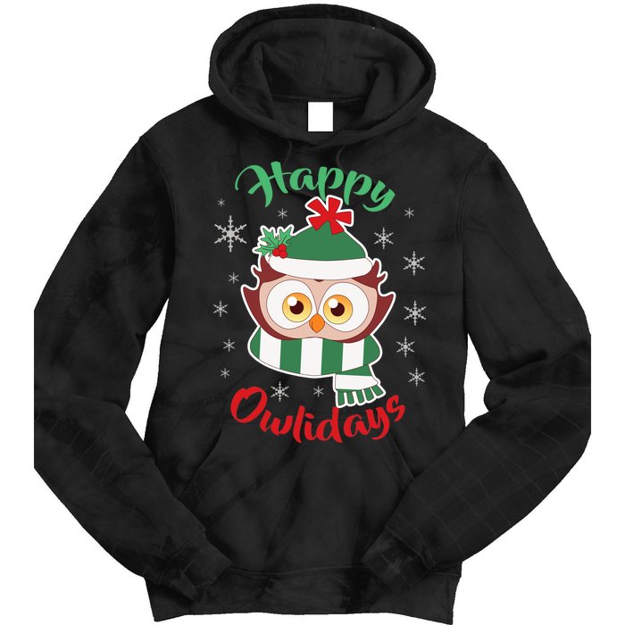 Owl Christmas Happy Owlidays Tie Dye Hoodie