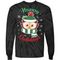 Owl Christmas Happy Owlidays Tie-Dye Long Sleeve Shirt