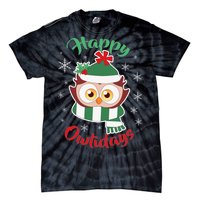 Owl Christmas Happy Owlidays Tie-Dye T-Shirt