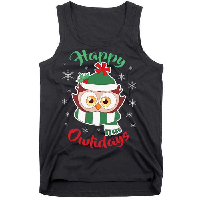 Owl Christmas Happy Owlidays Tank Top