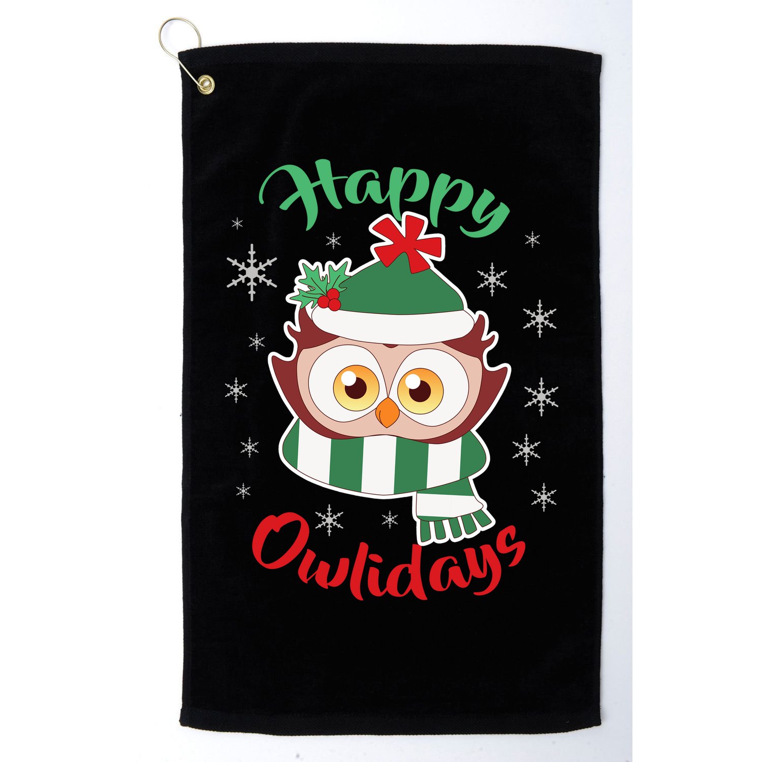 Owl Christmas Happy Owlidays Golf Towel