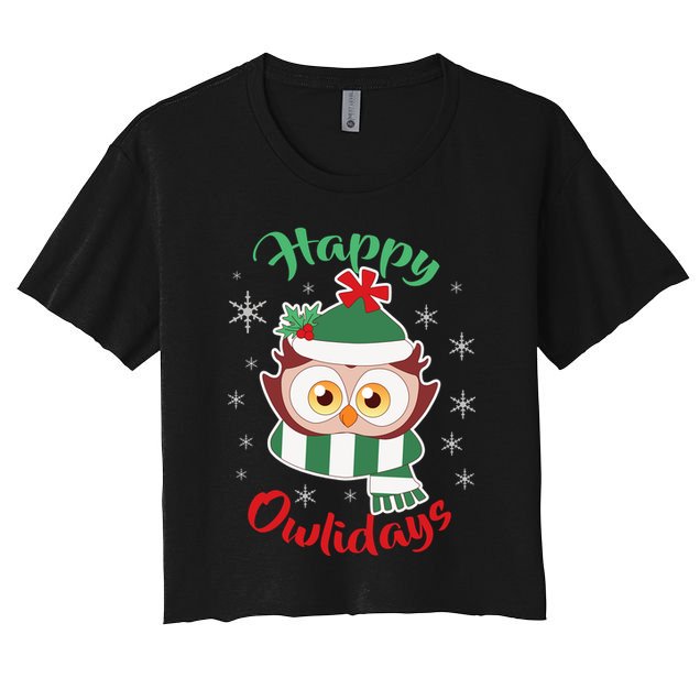 Owl Christmas Happy Owlidays Crop Top