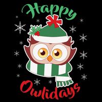 Owl Christmas Happy Owlidays Women's V-Neck T-Shirt