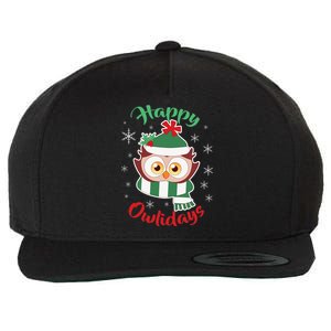 Owl Christmas Happy Owlidays Wool Snapback Cap