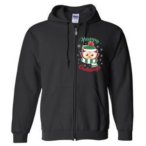 Owl Christmas Happy Owlidays Full Zip Hoodie