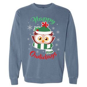 Owl Christmas Happy Owlidays Garment-Dyed Sweatshirt