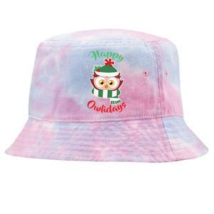 Owl Christmas Happy Owlidays Tie-Dyed Bucket Hat