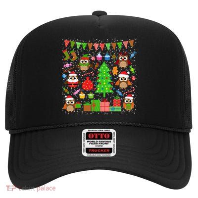 Owl Christmas Party Mashup High Crown Mesh Back Trucker Hat