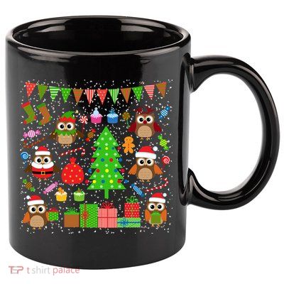 Owl Christmas Party Mashup 11oz C Handle Ceramic Mug