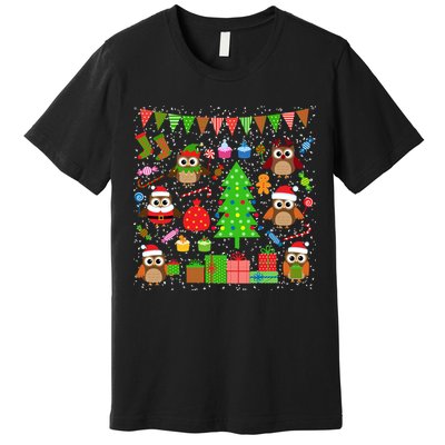 Owl Christmas Party Mashup Premium T-Shirt