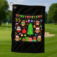 Owl Christmas Party Mashup Golf Towel