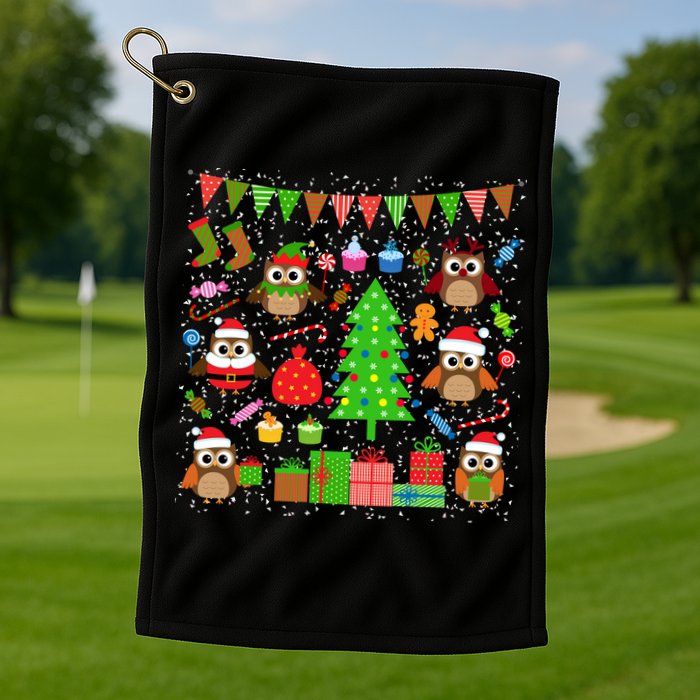 Owl Christmas Party Mashup Golf Towel