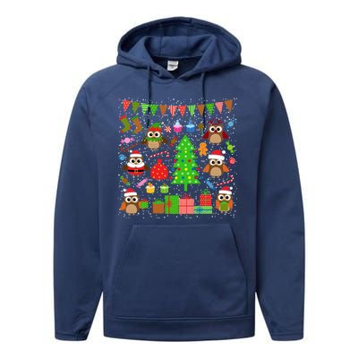 Owl Christmas Party Mashup Performance Fleece Hoodie