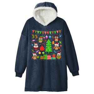 Owl Christmas Party Mashup Hooded Wearable Blanket