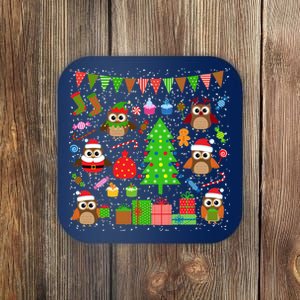 Owl Christmas Party Mashup Coaster