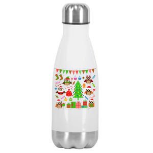 Owl Christmas Party Mashup Stainless Steel Insulated Water Bottle