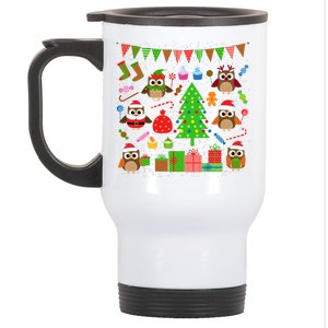 Owl Christmas Party Mashup Stainless Steel Travel Mug