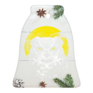 Owl Moon Light Ceramic Bell Ornament