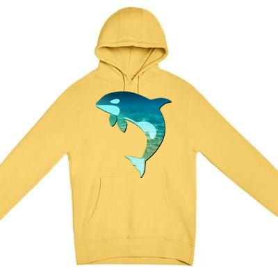 Orca Whale Lovers Silhouette Earth Day And Ocean Week Gift Premium Pullover Hoodie