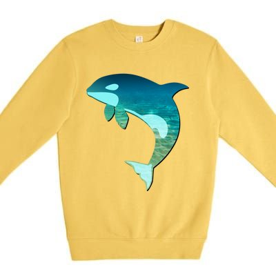 Orca Whale Lovers Silhouette Earth Day And Ocean Week Gift Premium Crewneck Sweatshirt