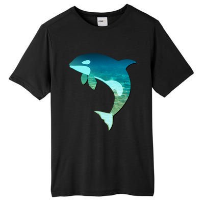 Orca Whale Lovers Silhouette Earth Day And Ocean Week Gift Tall Fusion ChromaSoft Performance T-Shirt