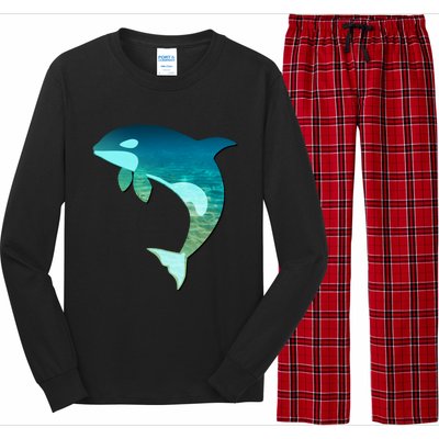 Orca Whale Lovers Silhouette Earth Day And Ocean Week Gift Long Sleeve Pajama Set