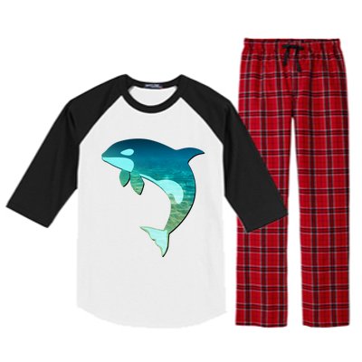 Orca Whale Lovers Silhouette Earth Day And Ocean Week Gift Raglan Sleeve Pajama Set