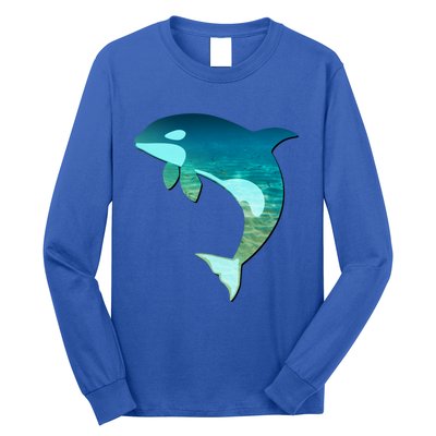 Orca Whale Lovers Silhouette Earth Day And Ocean Week Gift Long Sleeve Shirt