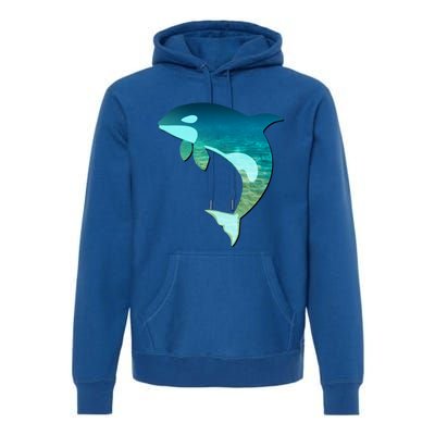 Orca Whale Lovers Silhouette Earth Day And Ocean Week Gift Premium Hoodie