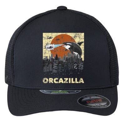 Orcazilla Whale Lover Ocean Marine Biologist Whales Flexfit Unipanel Trucker Cap