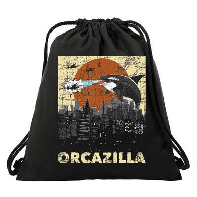 Orcazilla Whale Lover Ocean Marine Biologist Whales Drawstring Bag