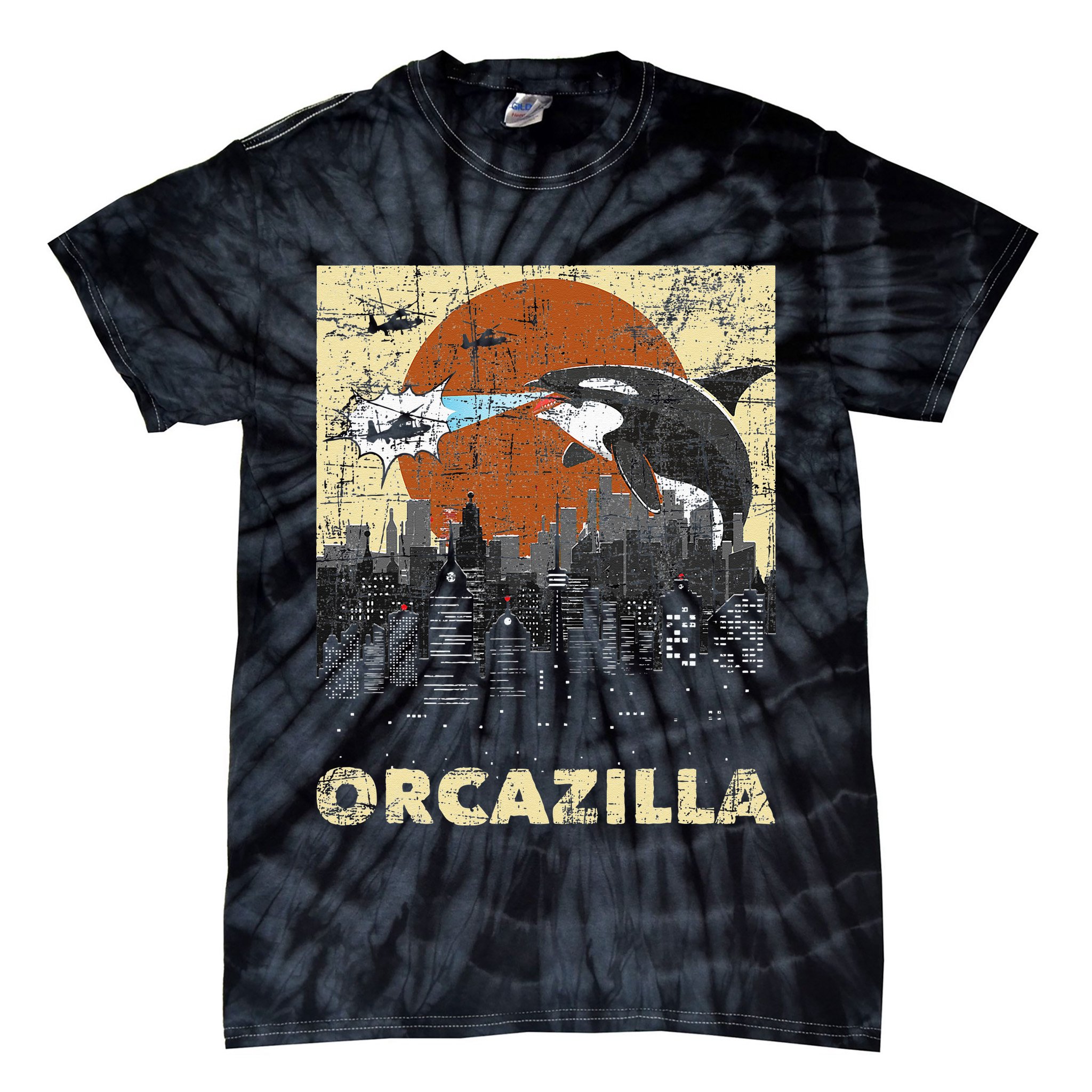 Orcazilla Whale Lover Ocean Marine Biologist Whales Tie-Dye T-Shirt