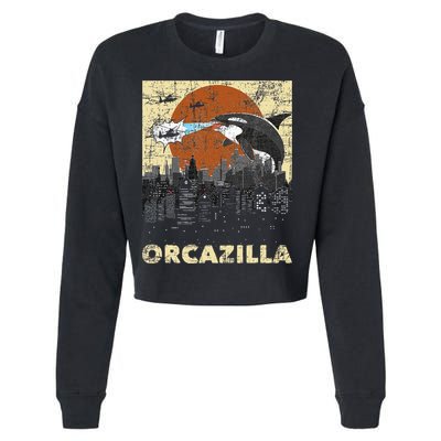 Orcazilla Whale Lover Ocean Marine Biologist Whales Cropped Pullover Crew