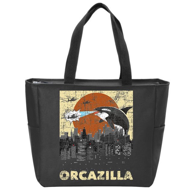 Orcazilla Whale Lover Ocean Marine Biologist Whales Zip Tote Bag