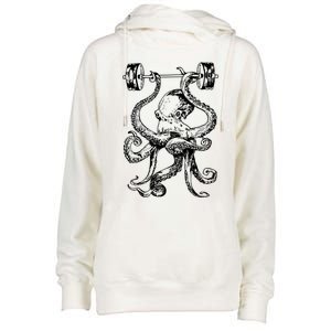 Octopus Weight Lifting Fitness Gym Workout Womens Funnel Neck Pullover Hood