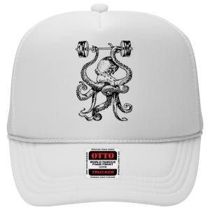 Octopus Weight Lifting Fitness Gym Workout High Crown Mesh Back Trucker Hat