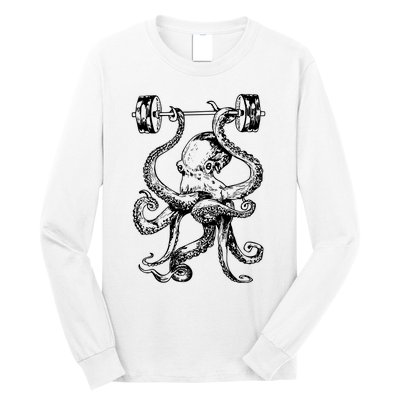 Octopus Weight Lifting Fitness Gym Workout Long Sleeve Shirt