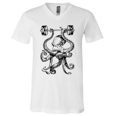 Octopus Weight Lifting Fitness Gym Workout V-Neck T-Shirt