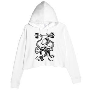 Octopus Weight Lifting Fitness Gym Workout Crop Fleece Hoodie