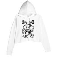 Octopus Weight Lifting Fitness Gym Workout Crop Fleece Hoodie